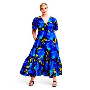 Floral Puff Sleeve Tier Dress Blue Floral Target
